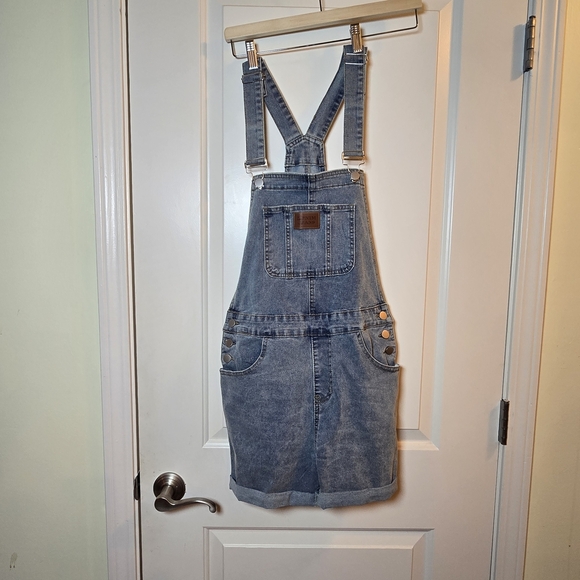 Denim - Denim Overall Shorts with Pockets